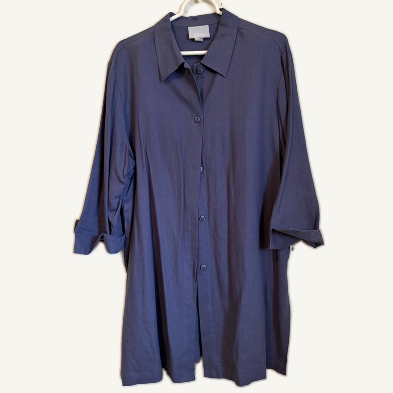 Blair Women's 2-Piece Tunic Top & Striped Pants Set Indigo Blue Size L