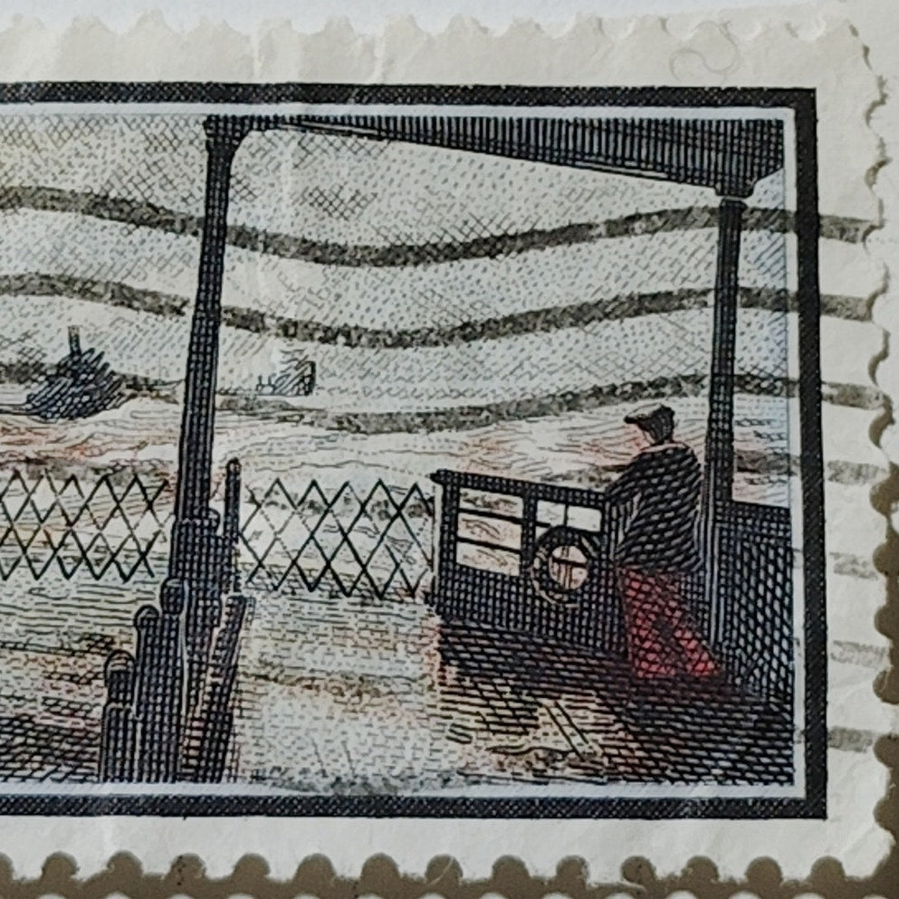 1971 US Postage Stamp Scott #1433 8c John Sloan Wake of the Ferry Used Canceled