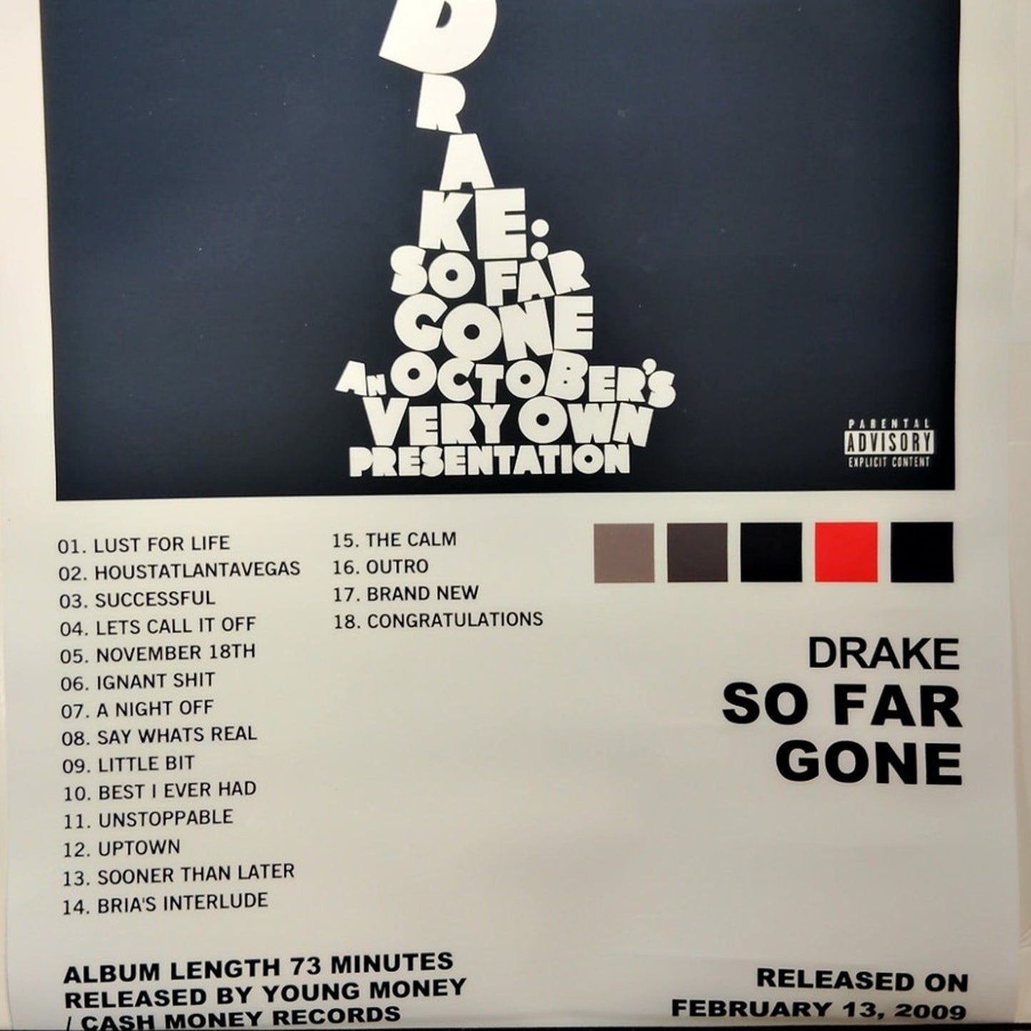 Drake So Far Gone Album Cover Canvas Print Poster, Hip Hop Music Wall Art Print, 12x16" Unframed