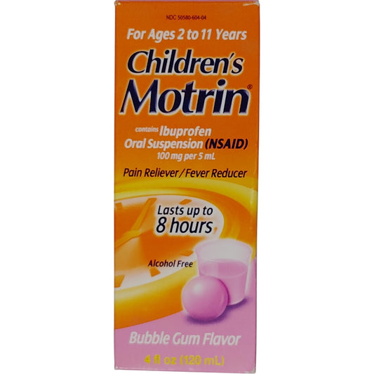 Children’s Motrin Oral Suspension – Bubble Gum – 4 oz. – Exp. 10/31/2026