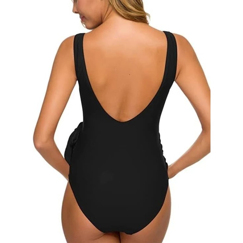 Tempotrek Maternity One Piece Swimsuit Black Ruched V Neck Adjustable Women’s L