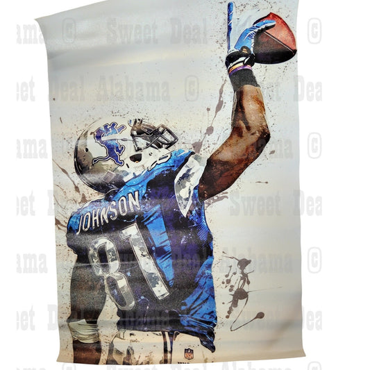 Detroit Lions #81 Calvin Johnson – 12” x 18” Canvas Print – Unframed