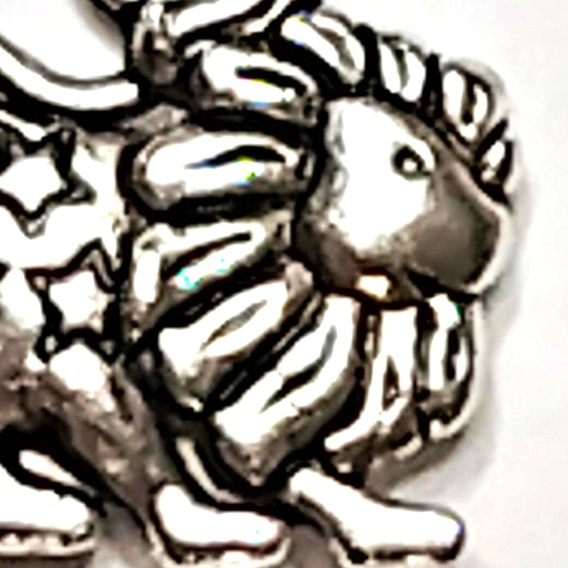 Zodiac Charm Leo July 23 – August 22 Patinated Silver 1/2" Lion Pendant Jewelry