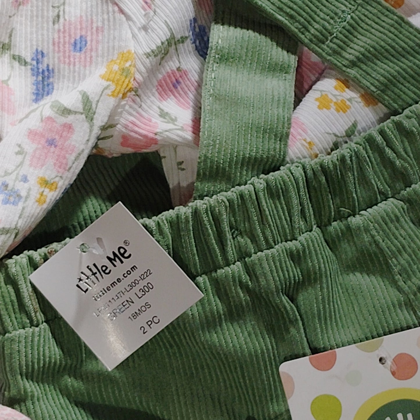 Little Me Baby Girls 2‑Piece Garden Overalls Set Green 18M