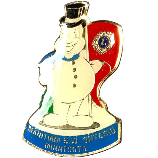 Vintage Lions Club Int. Snowman Pin, Manitoba N.W. Ontario Minnesota, 5M