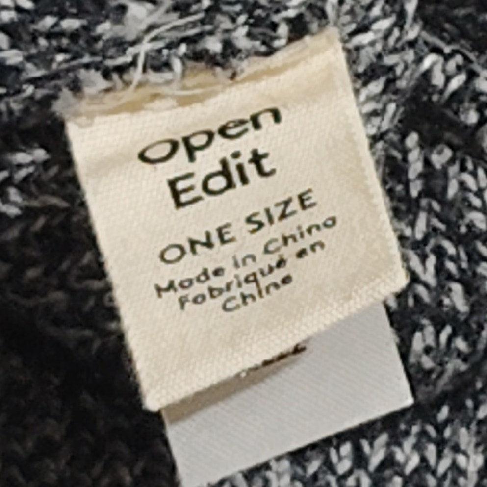 Open Edit Marled Recycled‑Blend Beanie – Black Combo – Soft Knit Winter Hat NWT