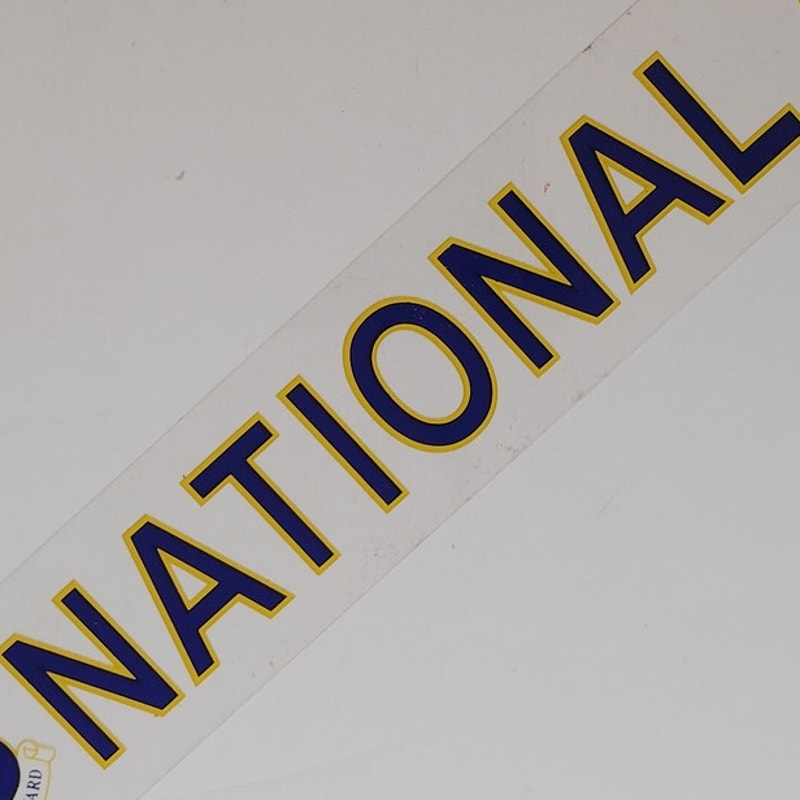 Air National Guard Rear Window Vinyl Decal – 16.5" x 1.75" – Blue/Yellow w/ COA