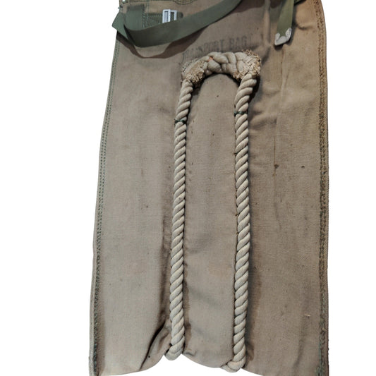 Vintage 1950's U.S. Army Canvas Transport Bag 17"x29" Rope Handle