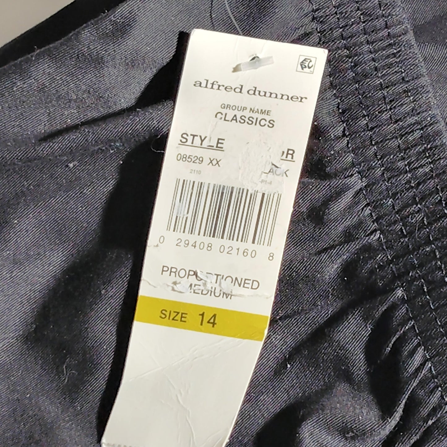 Alfred Dunner Classics PM Black Stretch Pants All Elastic Waist Straight Leg 14
