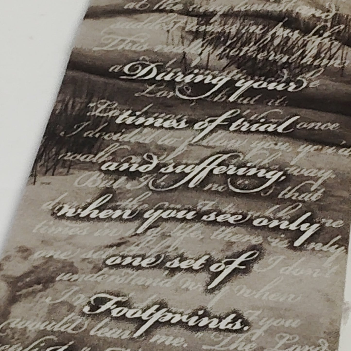 Larson Footprints Lighthouse Tie 1990s 100% Silk Christian Poem Design