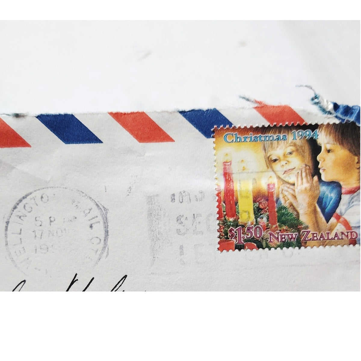 1994 New Zealand Airmail Cover $1.50 Christmas Stamp Wellington Postmark