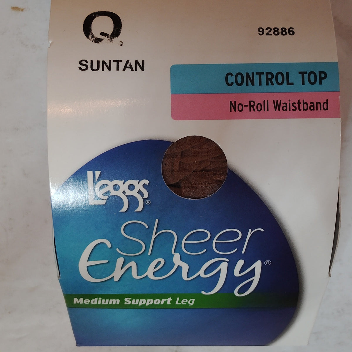 L'eggs Sheer Energy Control Top Pantyhose Suntan Q Medium Support Sheer Toe
