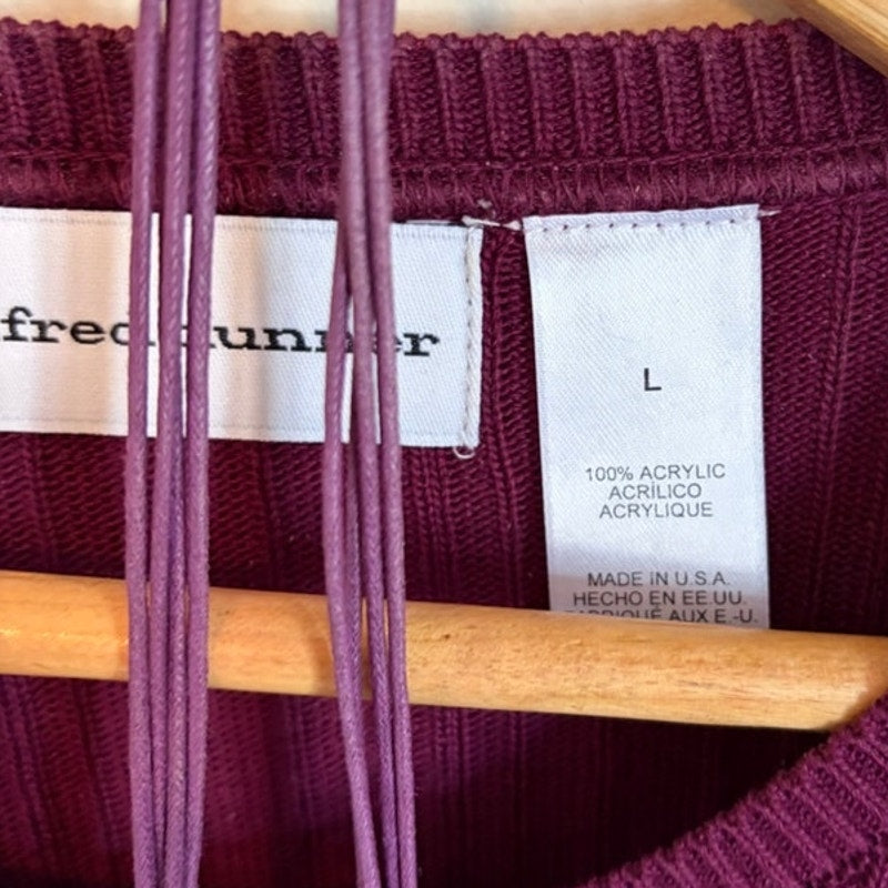 Alfred Dunner 3-Piece Maroon Purple Knit Top Pants Set Necklace Size L
