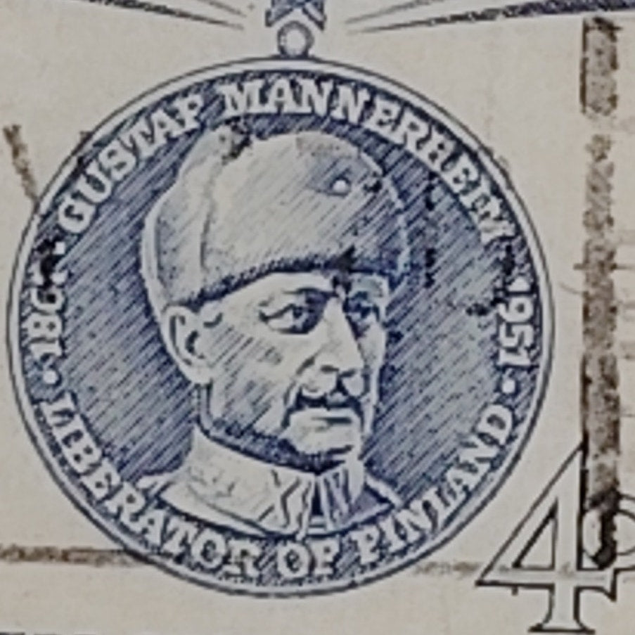 VTG 1960 Champion of Liberty Stamp – Carl Gustaf Emil Mannerheim – 4¢ USA – Used