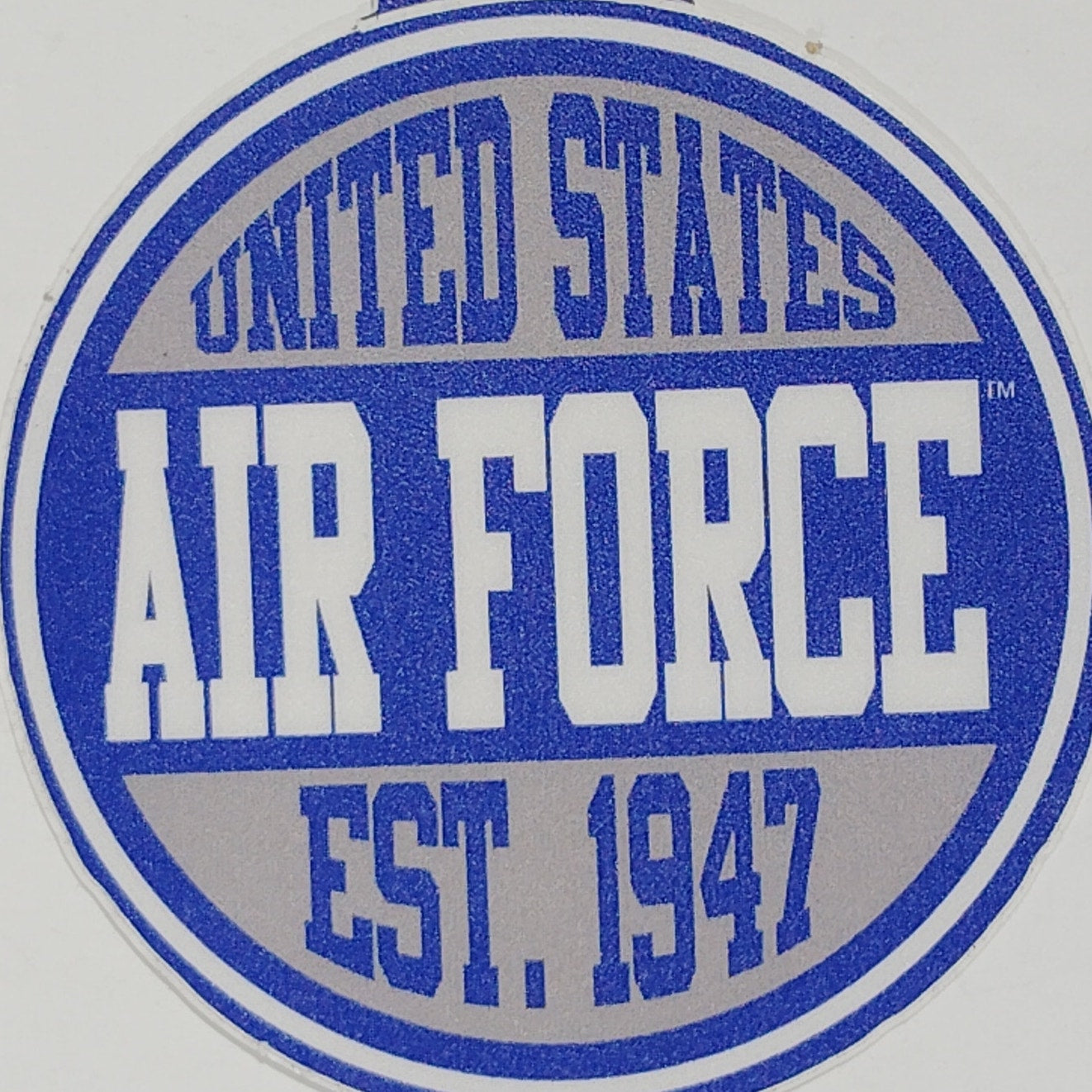 U.S. Air Force Bumper Sticker – 4" Round – Est. 1947 – Blue & Silver – D311-AF