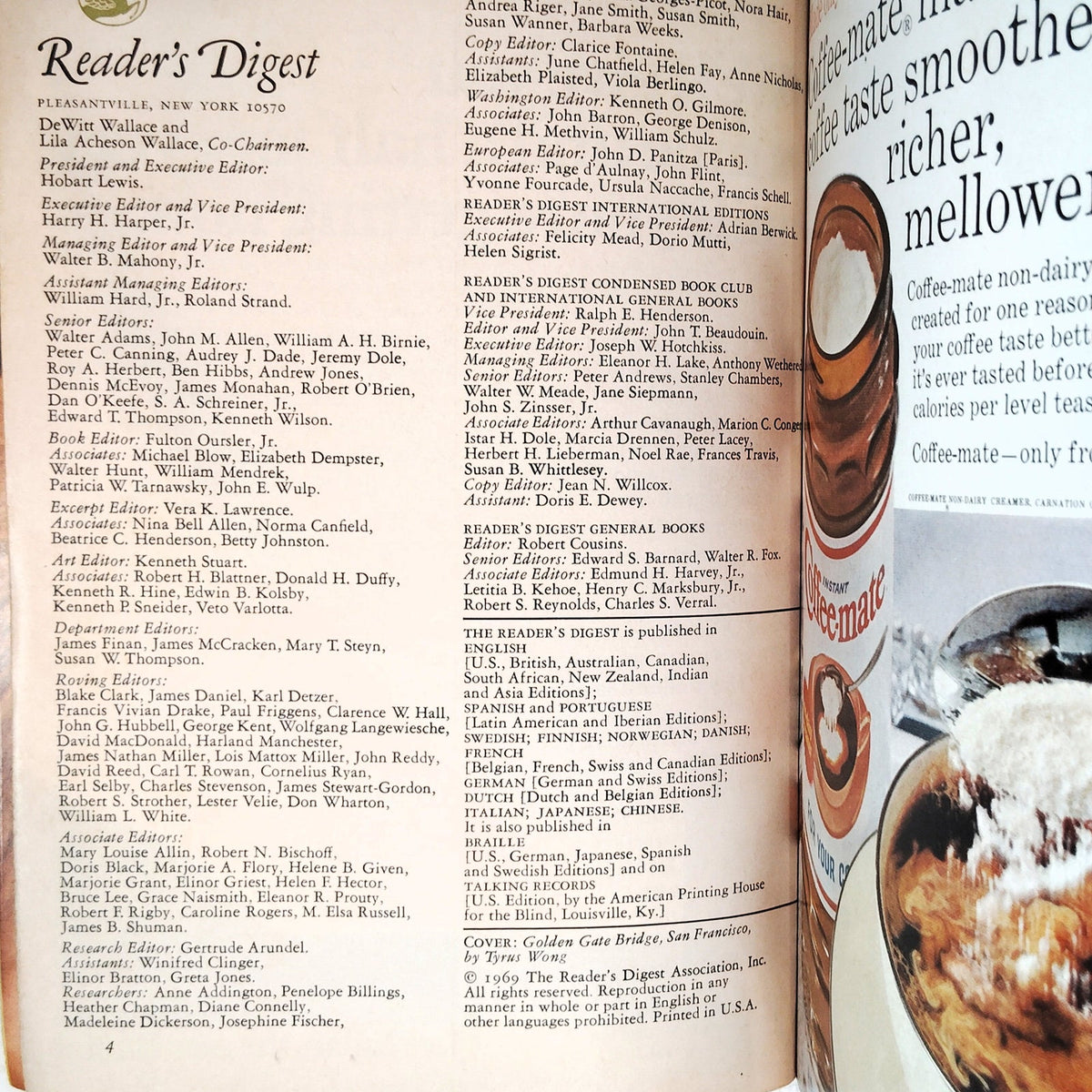 Reader's Digest April 1969 Vol. 94 No. 564 Vintage Magazine Golden Gate Bridge