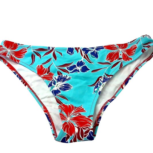 Cupshe Blue Tropical Floral Bikini Bottoms Hibiscus Print Aqua Background Large