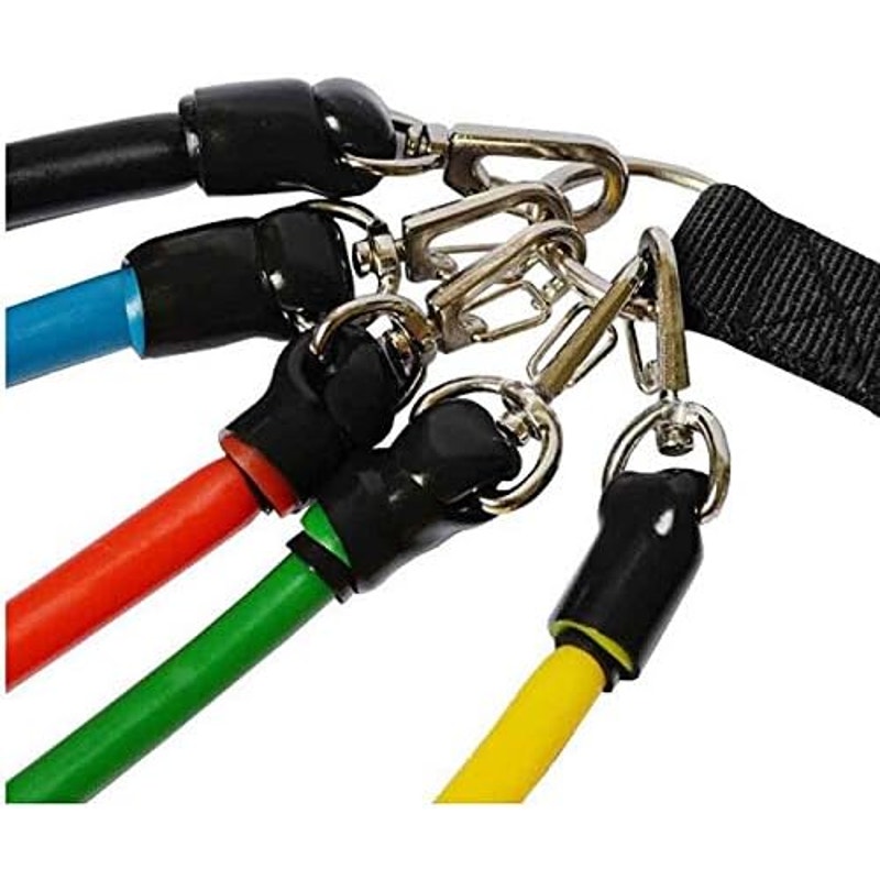 Resistance Bands Set - 5 Tube Set with Handles, Door Anchor, Ankle Straps, Carry Bag - 11 Pcs Total