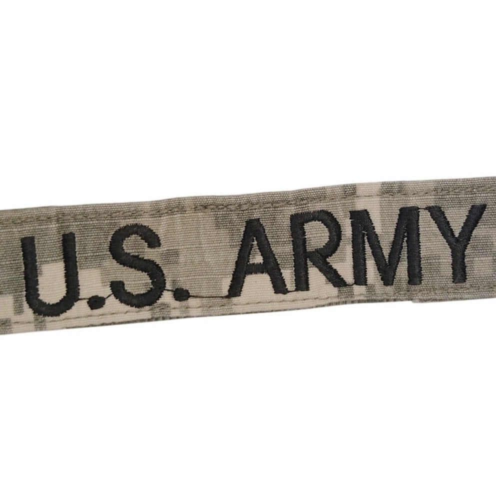 ACU Digital Camo Name Tape "US Army" Black Text Hook Back 5" × 1"