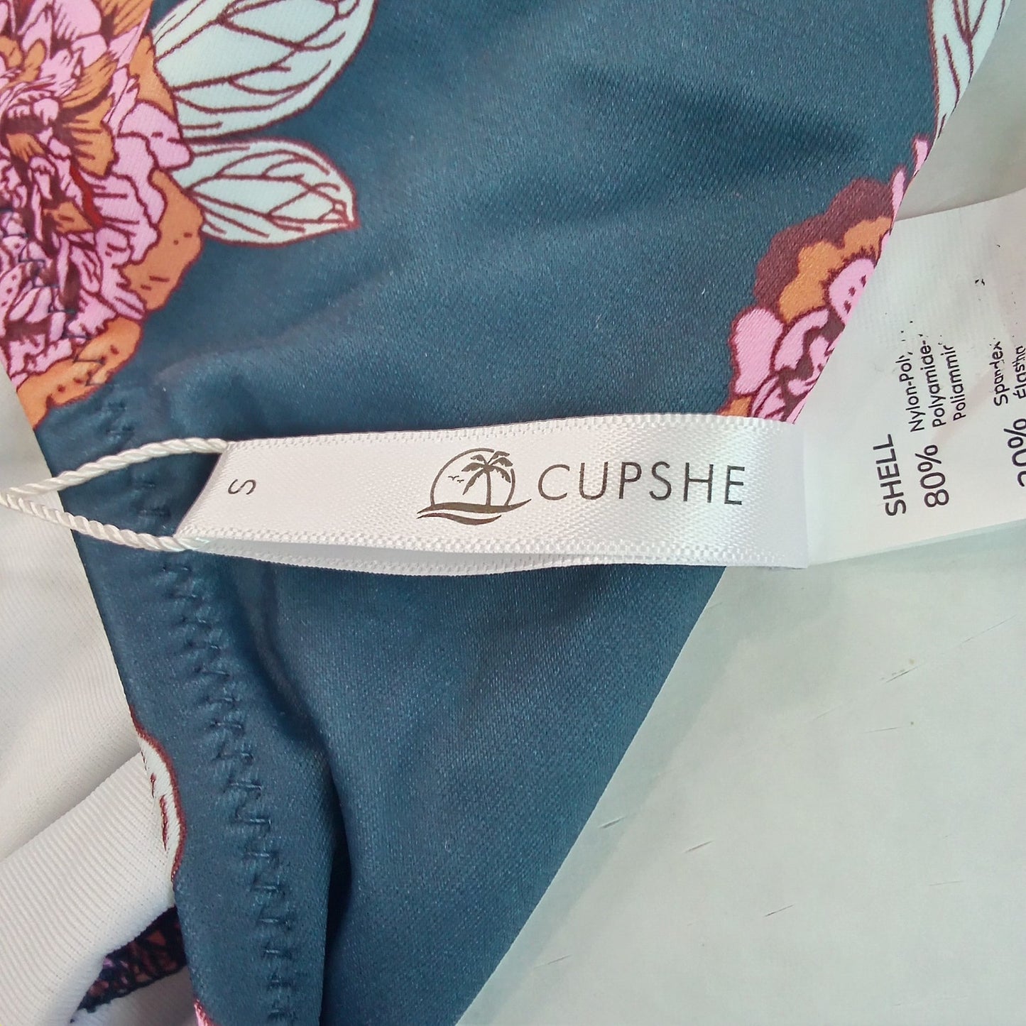 Cupshe Navy Floral Side Tie Bikini Bottoms Women’s Small Pink Rose Print