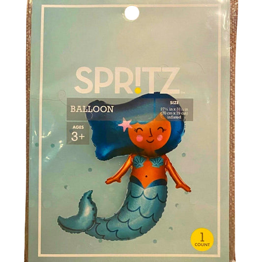 Under The Sea Mermaid Foil Balloon w/ Inflation Straw, 27-1/2" x 31" Inflated