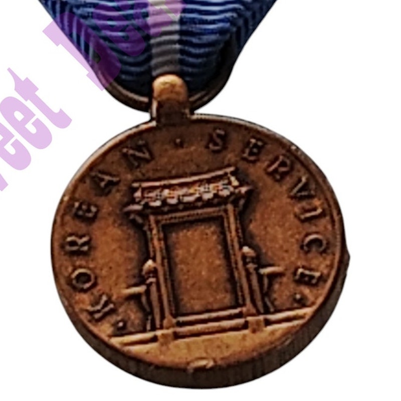 Republic of Korea War Service Mini Medal (3/4"D) Ribbon (3/4"W) Overall 2-1/4"H