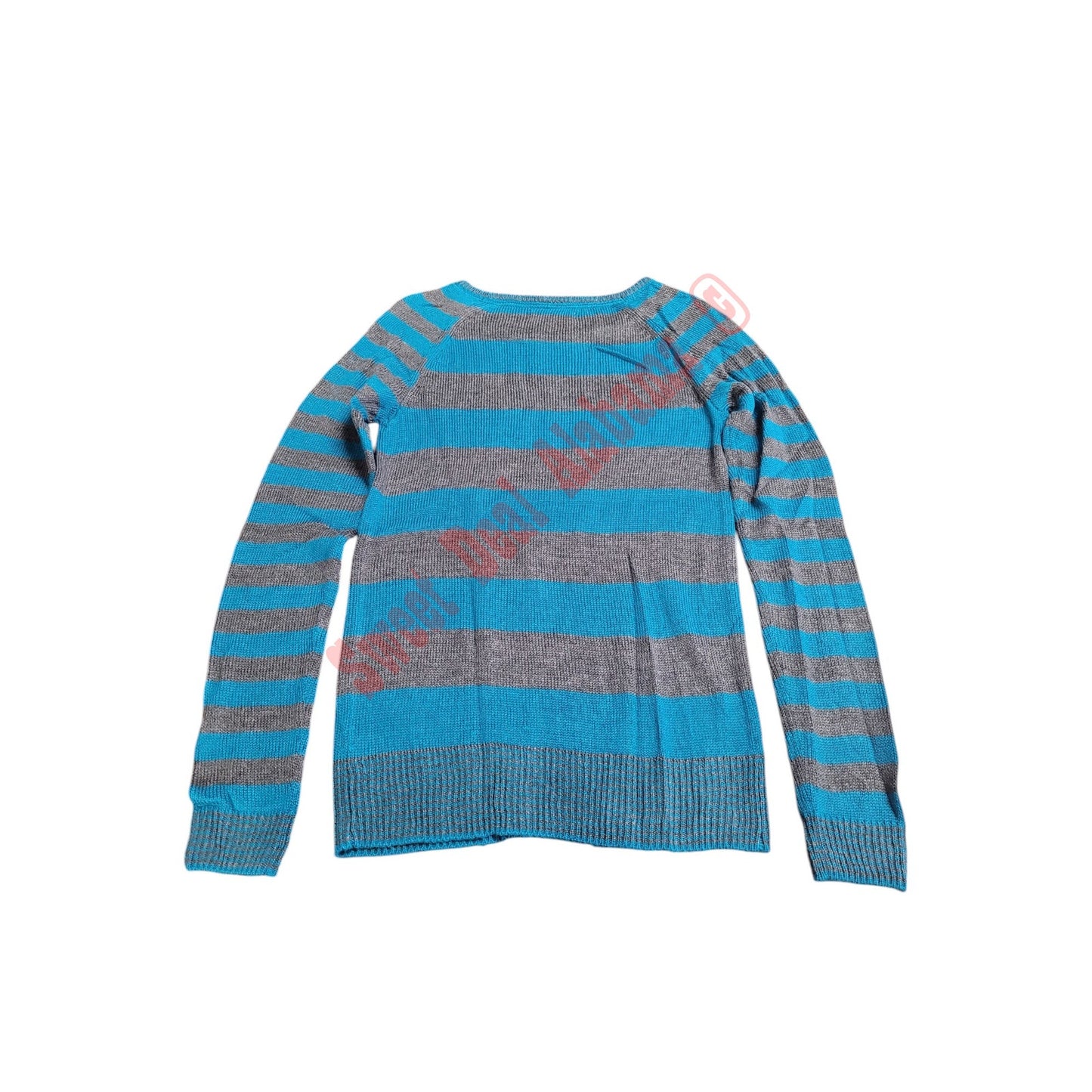 Aeropostale Long Skinny Teal/Charcoal Striped Sweater Bust: 26-28" Length 19"