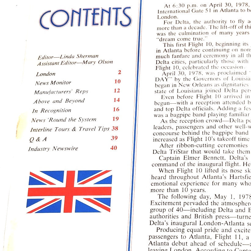 Delta Digest May 1978 Magazine - Transatlantic Service, London Gatwick Issue