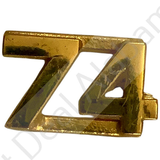 c.1910s Numeric "74", Brass Military C-Clasp Hat / Lapel / Collar Pin 3/8"H