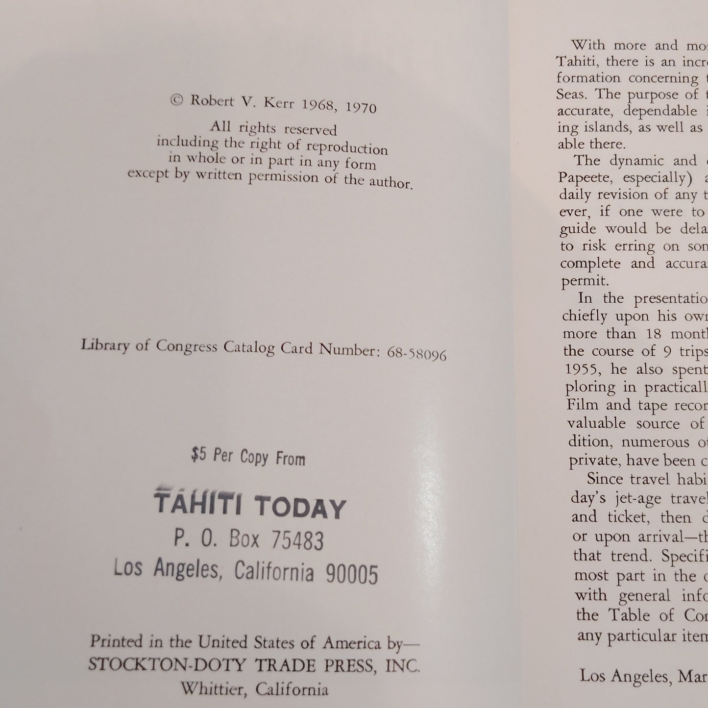 Tahiti Today Sightseeing and Shopping Guide 1970 Hardcover LN