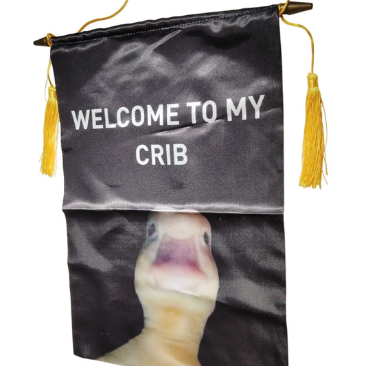 Welcome to My Crib Duck Wall Tapestry 12×18 in Double‑Sided Hanging Banner