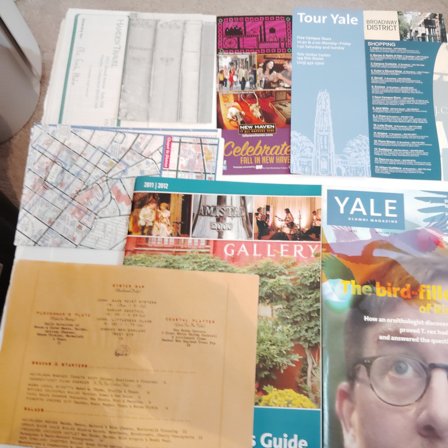 Yale University New Haven CT 2011 Ephemera Collection - Magazines, Maps, Menus
