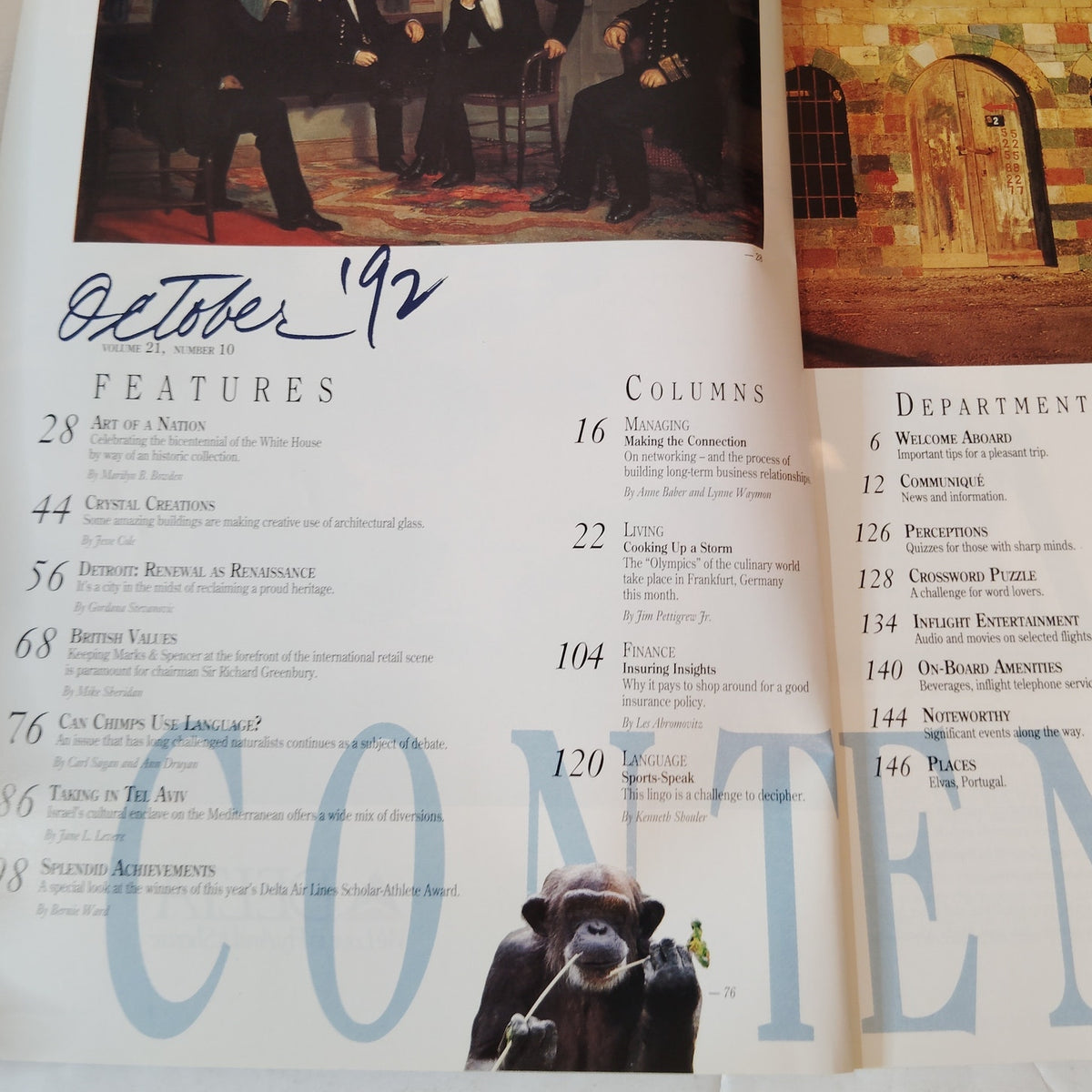 Delta SKY In-Flight Magazine - October 1992 - White House Art & Culture