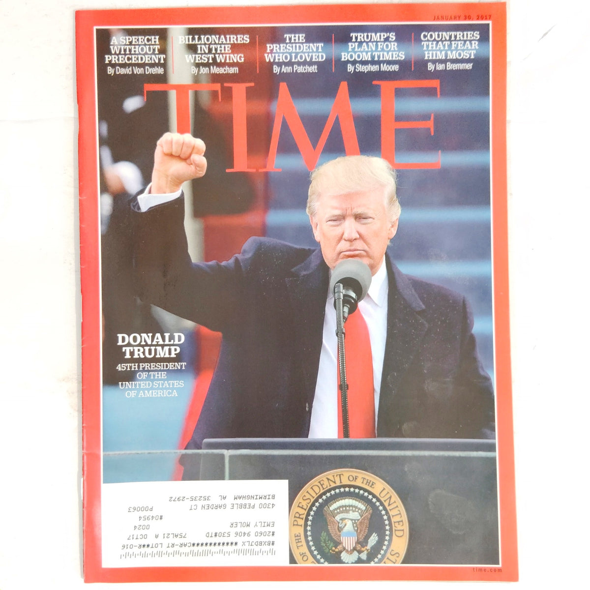 TIME Magazine January 30 2017 Donald Trump 45th President Inauguration Issue