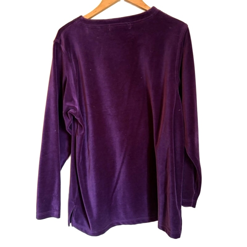 Appleseed's Women's 2-Piece Wine Velour Sweat Set Top & Pants L Purple