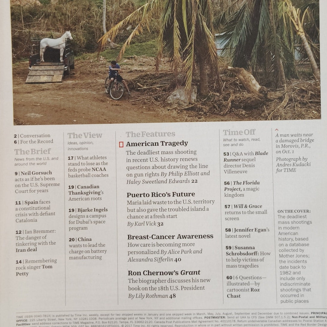 Time Magazine October 16 2017 America's Nightmare Las Vegas Back Issue