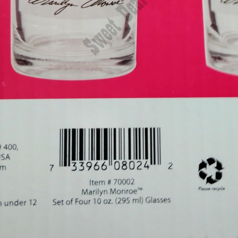 Marilyn Monroe 10 oz. Glass 4-Pack, By: Marilyn Monroe Bioworld Kitchen and Bar