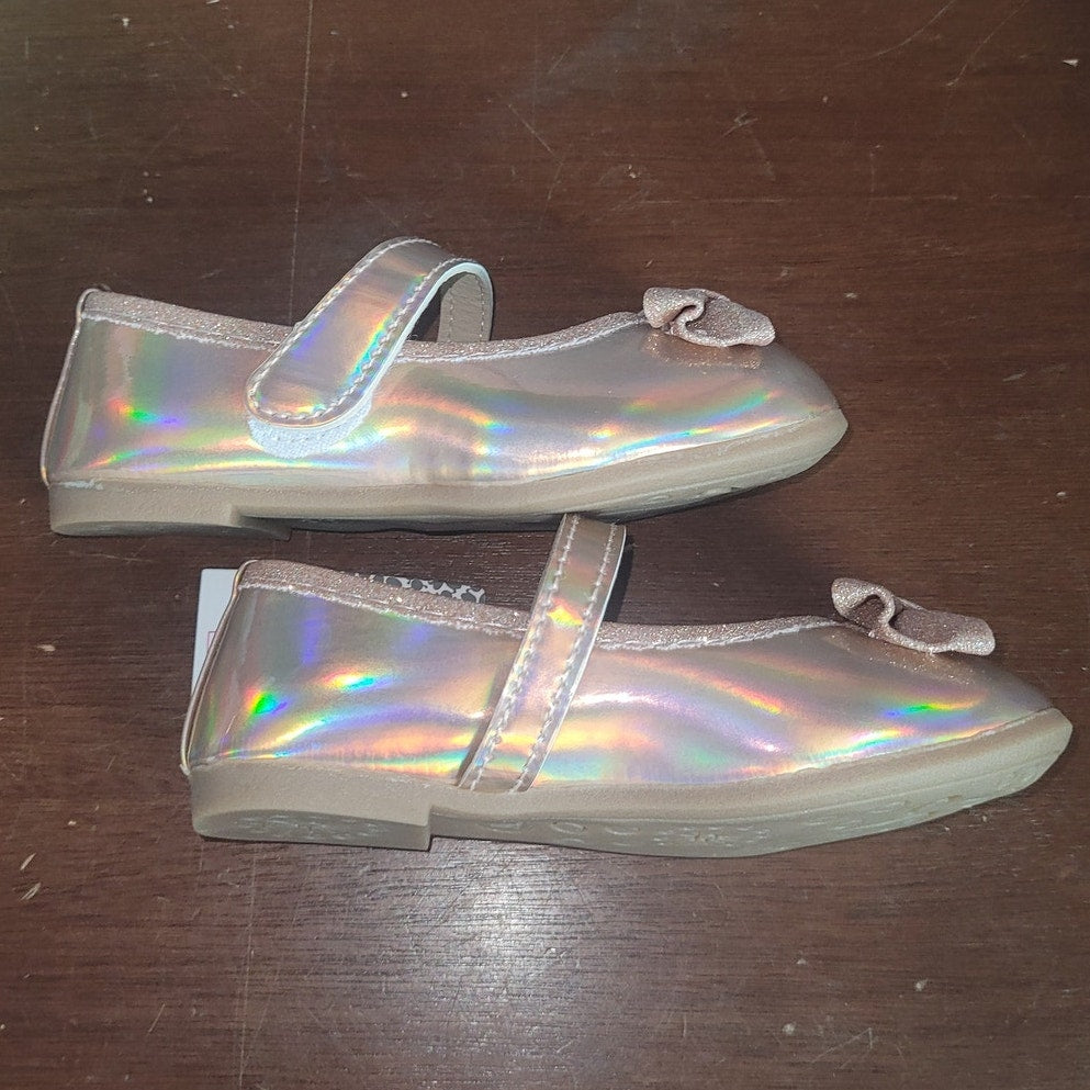 Kensie Girl Toddler Girls’ Ballet Flats – Rose Gold Glitter Bow, Size 7