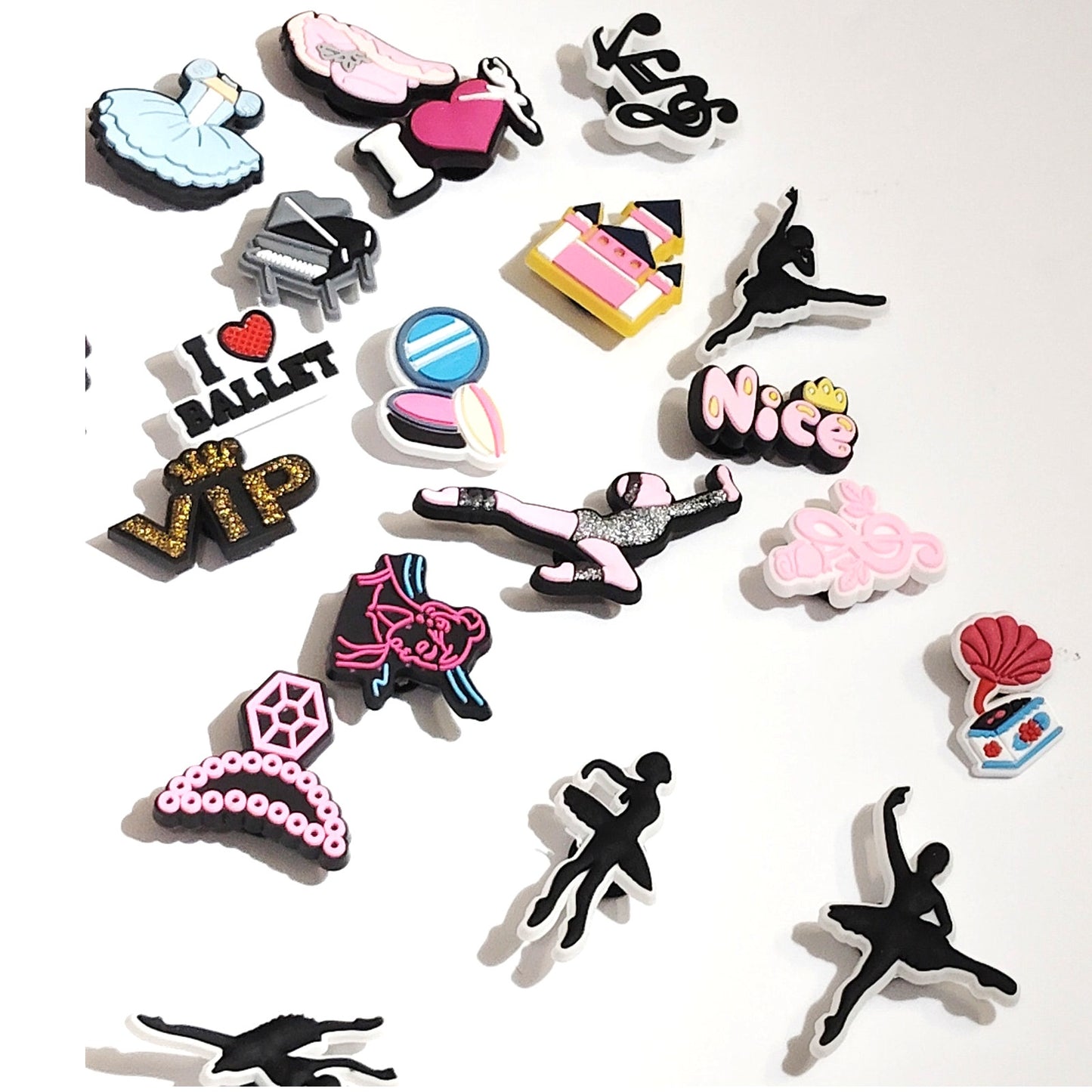 30‑Pc Ballet Dance PVC Shoe Charms for Clog Shoes & Wristbands