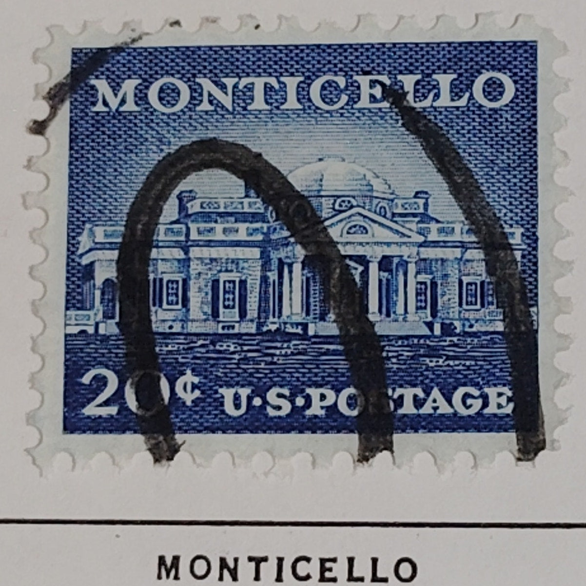 1956 20¢ Monticello Stamp, Liberty Series Scott #1045, Jefferson’s Home – UNESCO