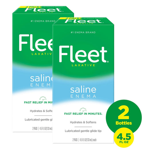 Fleet Laxatives, Saline Enema for Adult Constipation Relief, Prefilled Enemas, 4.5 fl oz, 2 Bottles