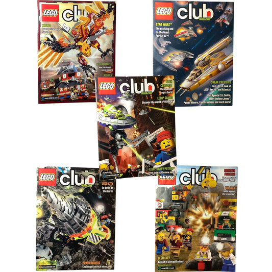 5 x Back Issues Lego Club Magazines, 5  issues from 2010-2015 Pictured