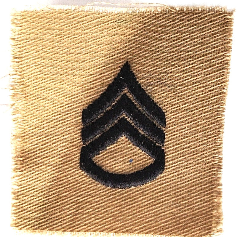 US Army Staff Sergeant E‑6 Embroidered Device OCP 2" × 2" Black on Khaki Sew‑On