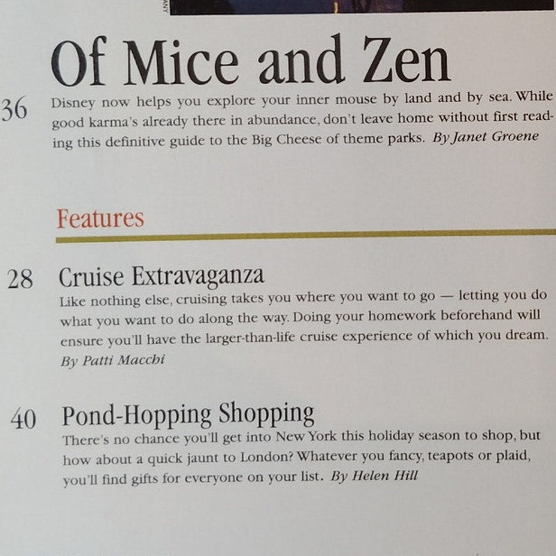 Adventures Magazine Nov/Dec 1998 Of Mice and Zen Disney World Vintage