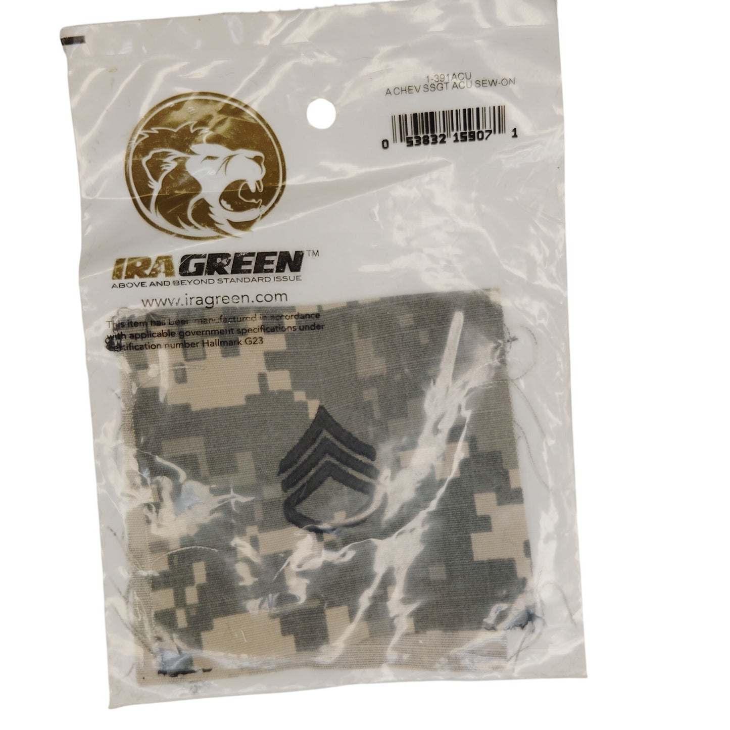 US Army Staff Sergeant E‑6 ACU Digital Rank Patch – Ira Green Sew‑On 6‑3/8"