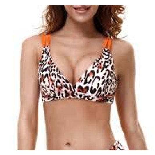 Peddney Leopard Bikini Top Women’s Small Adjustable Straps Swim