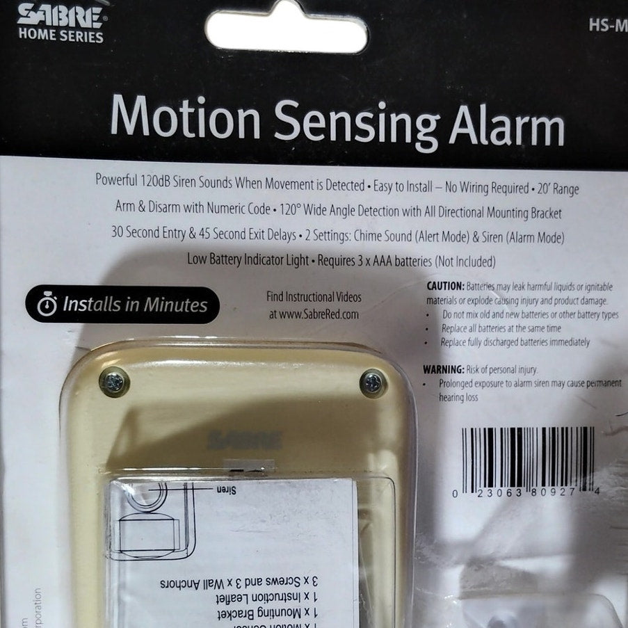 SABRE HS-MSA Motion Sensor Alarm – 120dB, White (UPC: 023063809274)