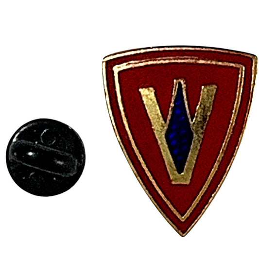 Vintage USMC 5th Division Shield Pin for Hat or Lapel, 1"H x 7/8"W