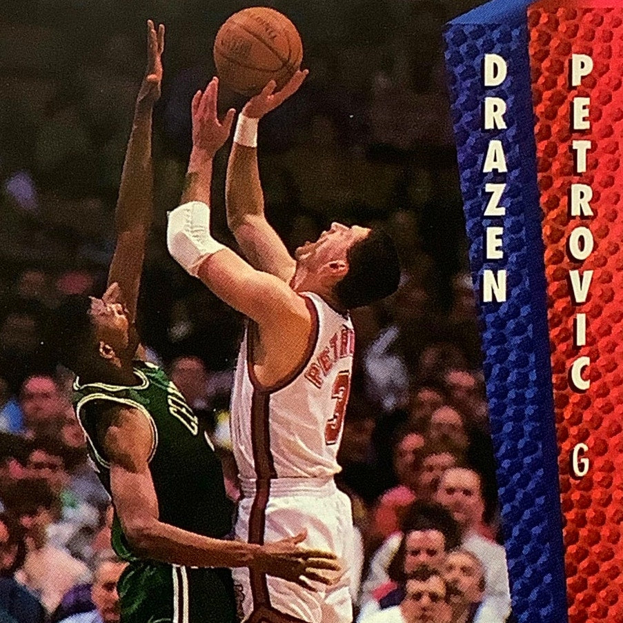Drazen Petrovic (G), Card #147, New Jersey (Brooklyn) Nets, 1992-93 Fleer NBA