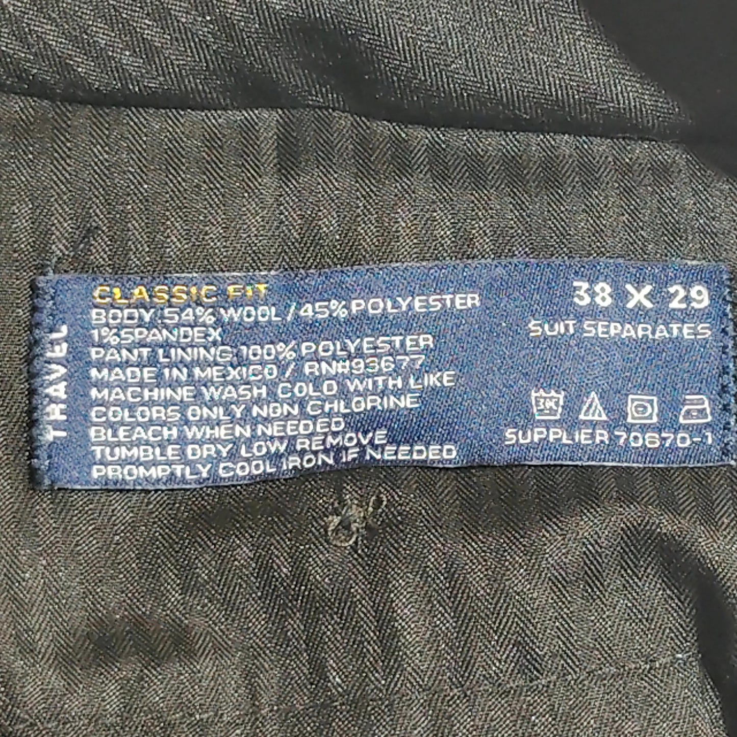 Men’s Flat‑Front Wool‑Blend Dress Pants – Blue – Size 38x29 – Classic Fit – NWT